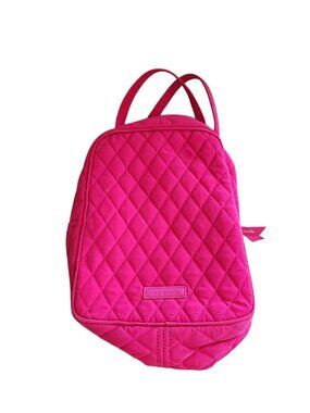 Vera Bradley Pink Quilted Mini Lunch Box With Zip Closure & Adjustable Straps